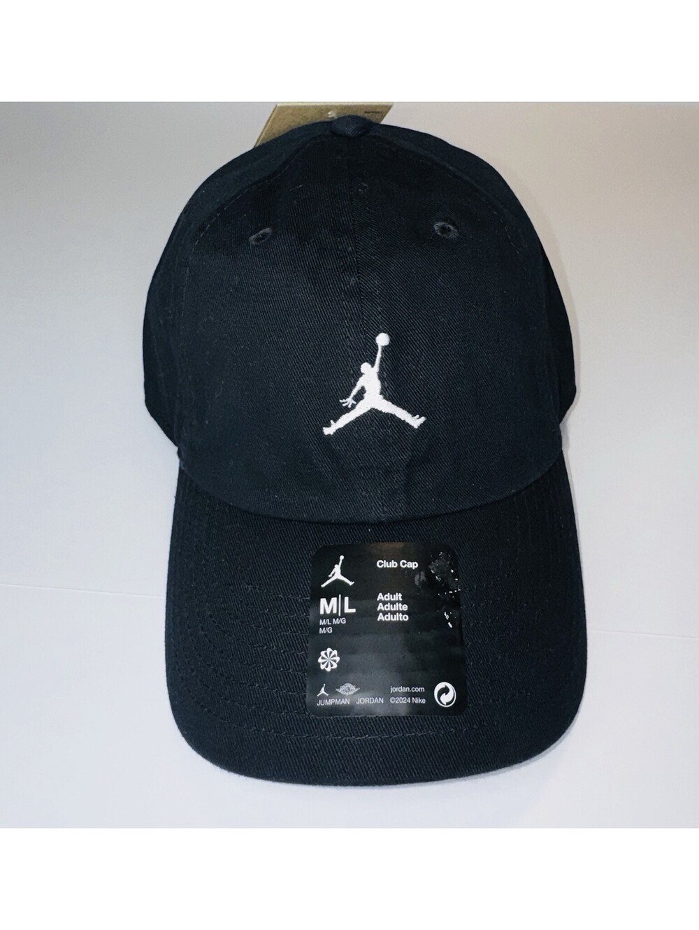 Jordan Club Cap Black White Jumpman Adjustable Hat M/L NWT